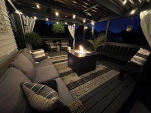 Covered deck with fire table