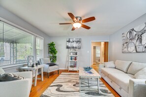 Living Room | Central A/C | Single-Story Home