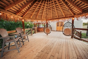 The large covered Palapa is perfect for sharing stories and enjoying company!