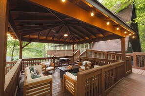 Covered Deck with Seating and Fire Table