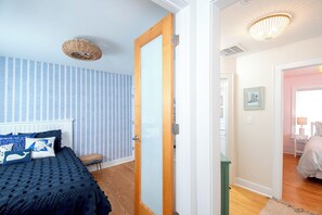 1st bedroom on the bottom floor.  Full bed.