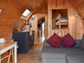Convenient open-plan living space | Selker View - Moorside Glamping Pods, Corney, near Millom