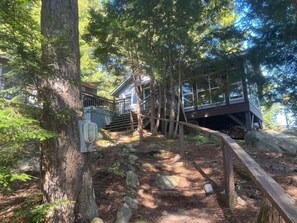cottage seen from the path up from the dock
