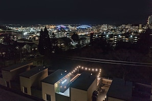 Rooftop views of Seattle's skyline—Space Needle, stadiums & city lights!