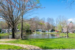 View of the community lake from the front of the cottage.