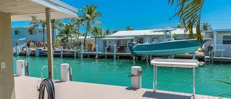 Huge 55` dock with fish cleaning station.