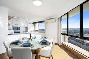 Share sumptuous meals with the family in this sophisticated dining area