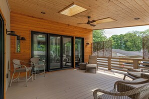 Covered deck with a variety of seating