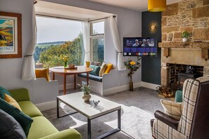 Living Room & Dining Area with a Real Fire plus a Wonderful View