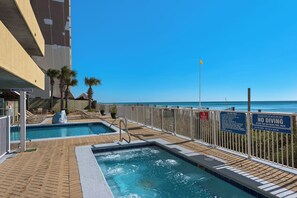 Hot tub next to the indoor-outdoor pool