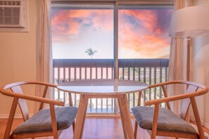 Enjoy the ocean sunset from the dining area