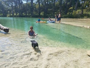 Crystal clear waters of the Blanco River provide entertainment for all ages.