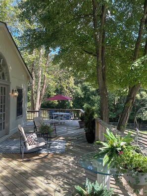 This is guests private deck with gas grill views of horses pasture and wildlife