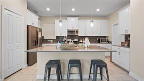 Kitchen island with 3 bar seats