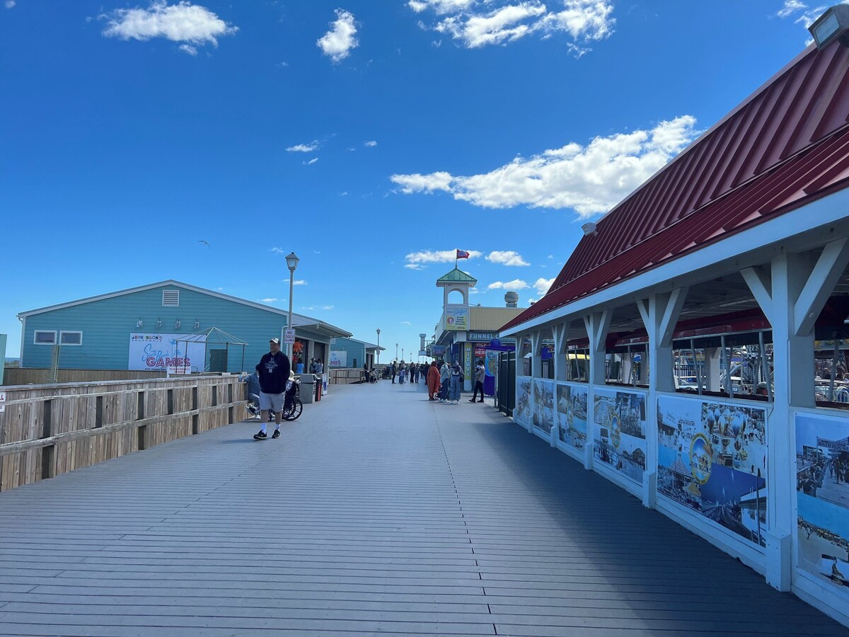 on boardwalk, on ocean