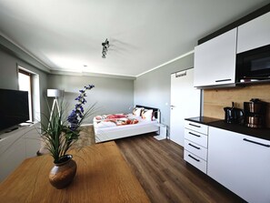 Apartment mit Terrasse, Seeblick und Seezugang-Apartment mit Terrasse und Seeblick - Wohnzimmer und Küche
