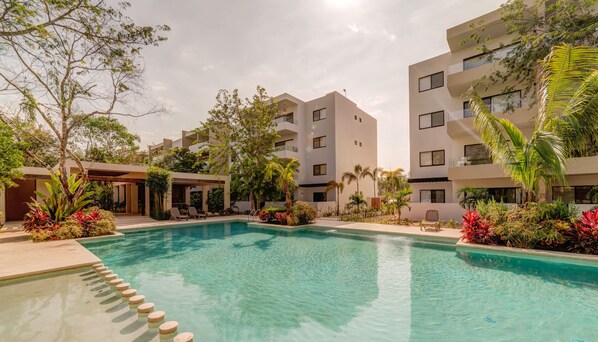 The community pool at the complex is refreshingly divine