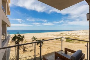Diamante Ocean Club Residence OCR 303 Terrace, with Lounge Chairs, Ocean, Beach and Sunset Views