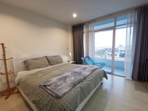 The bedroom comes with its own balcony and a beautiful view of the sea.

