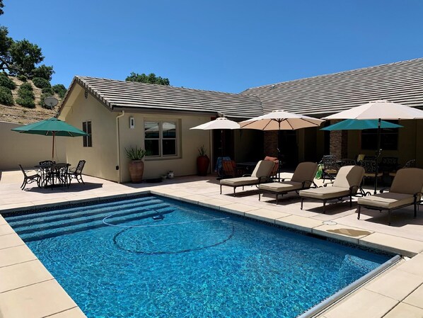 Private pool in protected patio