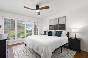 Primary bedroom with king bed