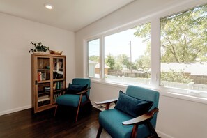 Library area adjacent upstairs living room.