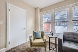 There is lots of storage in the large living room closet