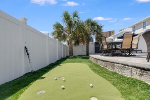 Putting green in backyard