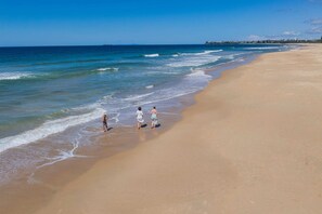 The beach is just a short walk away