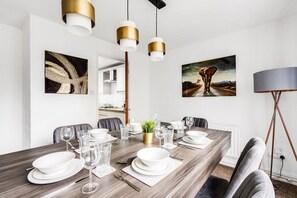 Kitchen/diner. Fully equipped with cooking equipment perfect for families. Appliances such as washer, fridge freezer, microwave,  oven are free and available for your use. - Pool table available for relaxation
