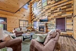 First floor living room... spacious, comfortable, and open to the kitchen. 