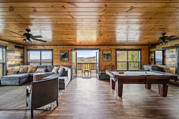 This is the 3rd floor game room. Enjoy pool, shuffleboard, arcade, and the VIEW!