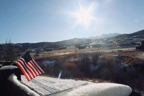 Enjoy the stunning mountain views from the private deck!
