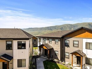 An aerial view of the home.
