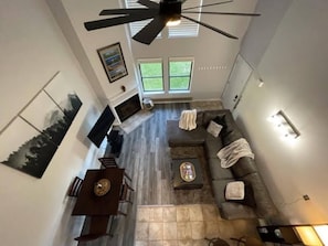 Overhead view of the living room.