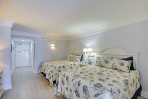 Studio | Sleeping Area | 2 Queen Beds | Smart TV