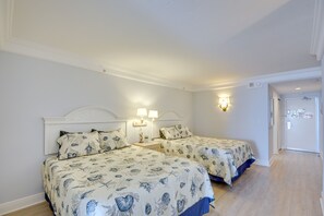 Studio | Sleeping Area | 2 Queen Beds | Smart TV