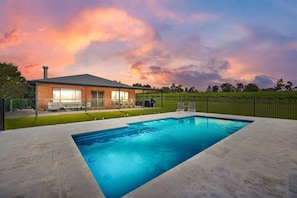 The entertaining area and private swimming pool