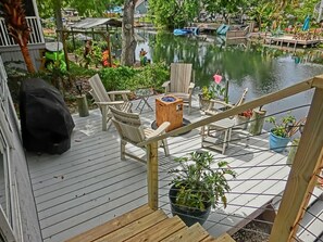 Outdoor deck with propane fire place