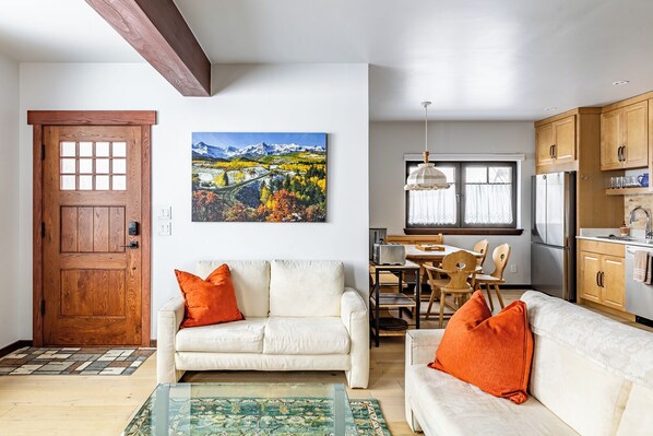 Unwind in our cozy living room after a day of adventure in this alpine retreat!