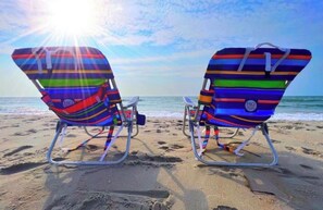 Beach chairs are included in the stay free of charge from the owner. This is the savings of over $65 just for a couple  renting on the beach.