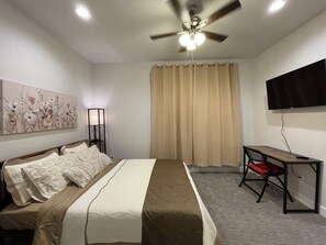 Bedroom 2 is on the 3 rd floor, queen bed, and smart TV.