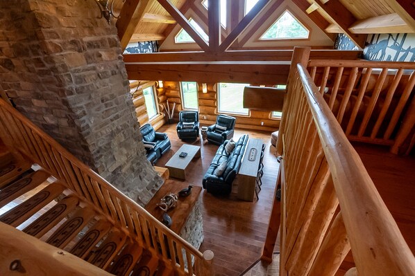 Living room, view from upstairs loft area