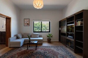 2nd living room area with TV and sofa bed