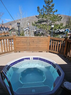 Public hot tub ready for use