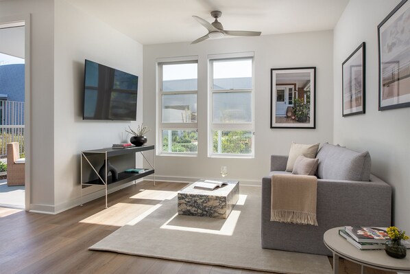 Living room, 65" TV