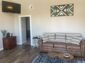 Couch folds out into queen size sofa bed. 