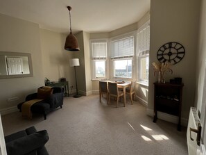 Dining and living area with amazing views of the sea.