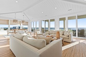 Open concept great room with incredible ocean views