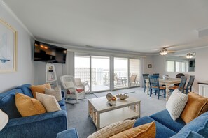 Living Room | Single-Story Condo | Elevator Access | Central A/C & Heating